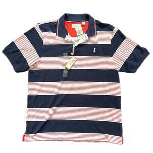 New Payne Stewart Polo Shirt in Orange & Navy - L